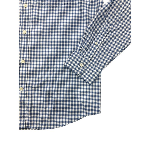 GAP Standard Fit Stretch Poplin Gingham Button Down Shirt Men's M Blue White - Picture 4 of 6
